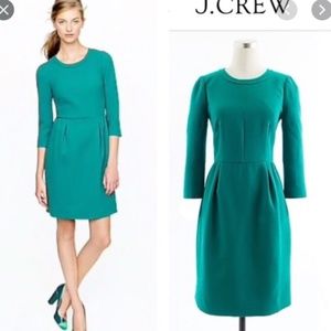 J Crew Green 3/4 Sleeve Dress